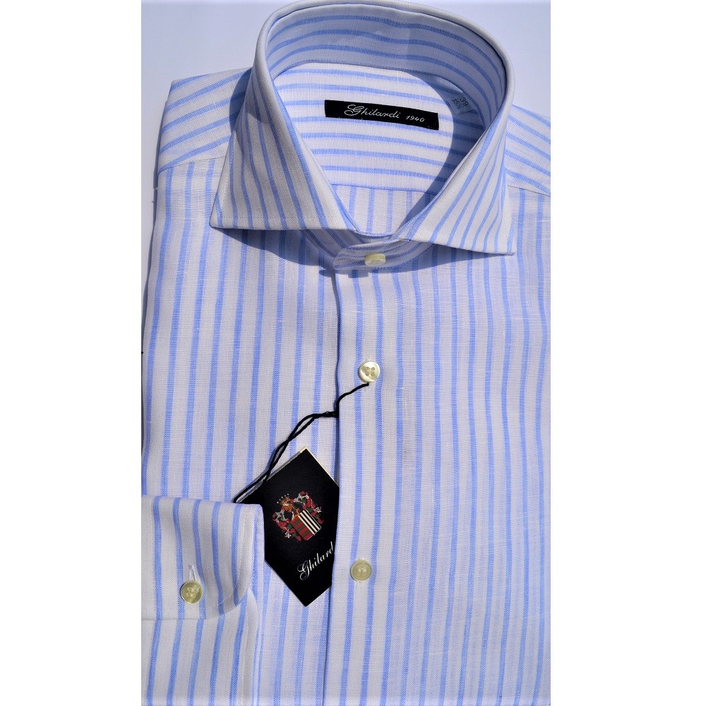 Camicia uomo in 100%  lino rigato - Ghilardi - Vendita e produzione di camicie da uomo dal 1940