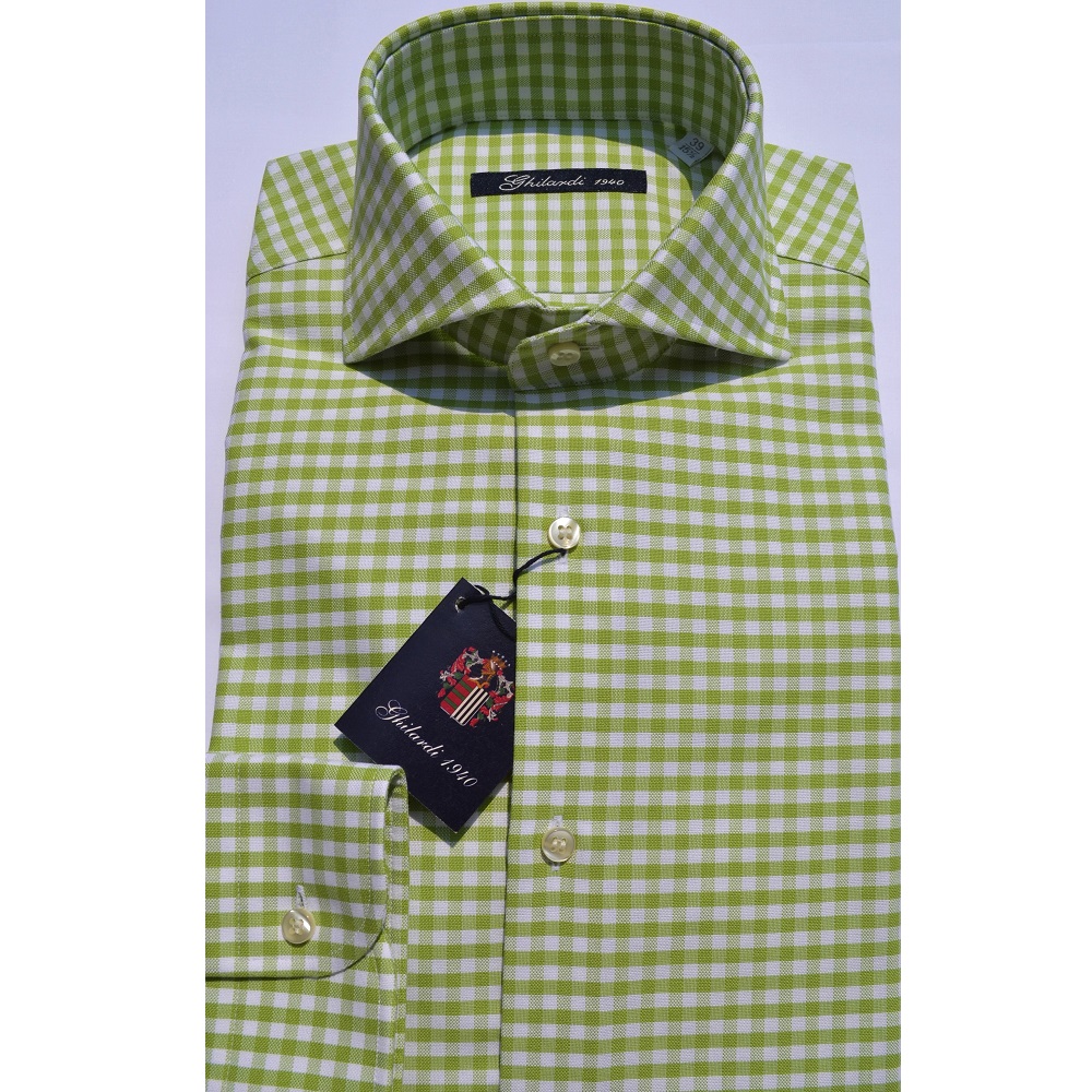 Camicia uomo in 100% cotone a quadri vichy verde - Ghilardi - Vendita e produzione di camicie da uomo dal 1940
