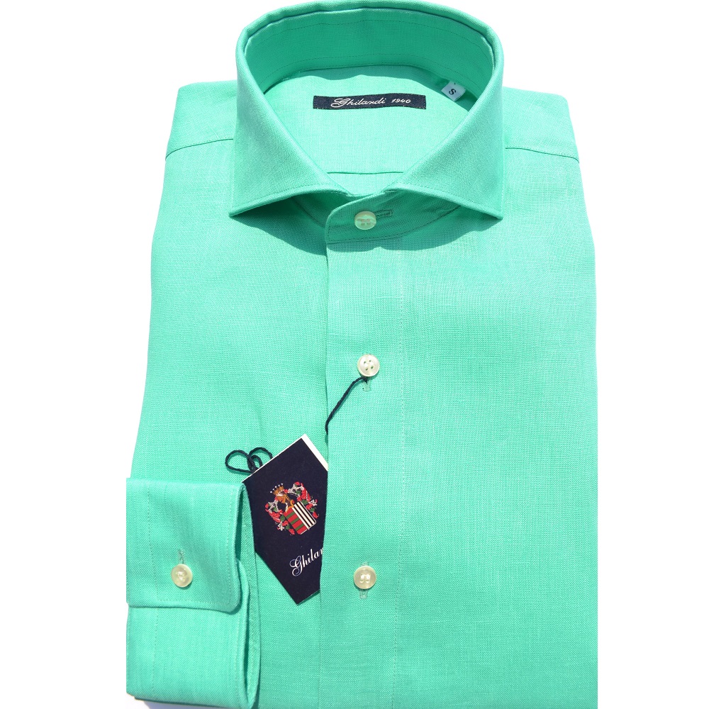 Camicia uomo in 100%  lino verde - Ghilardi - Vendita e produzione di camicie da uomo dal 1940