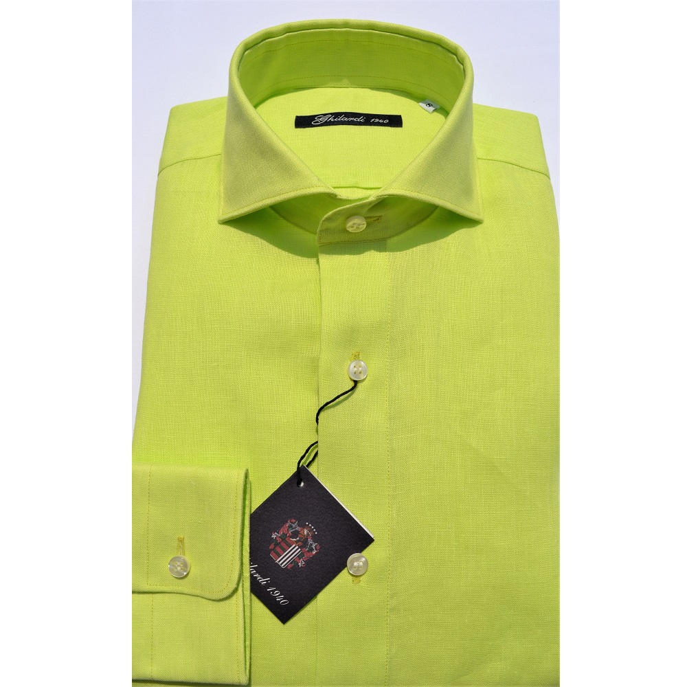 Camicia uomo in 100%  lino lime - Ghilardi - Vendita e produzione di camicie da uomo dal 1940