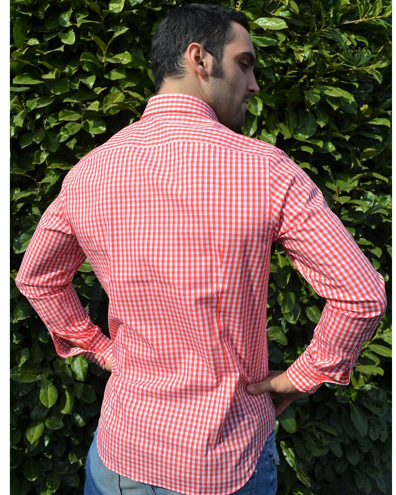 Camicia uomo in 100% cotone a quadri vichy rosso - Ghilardi - Vendita e produzione di camicie da uomo dal 1940