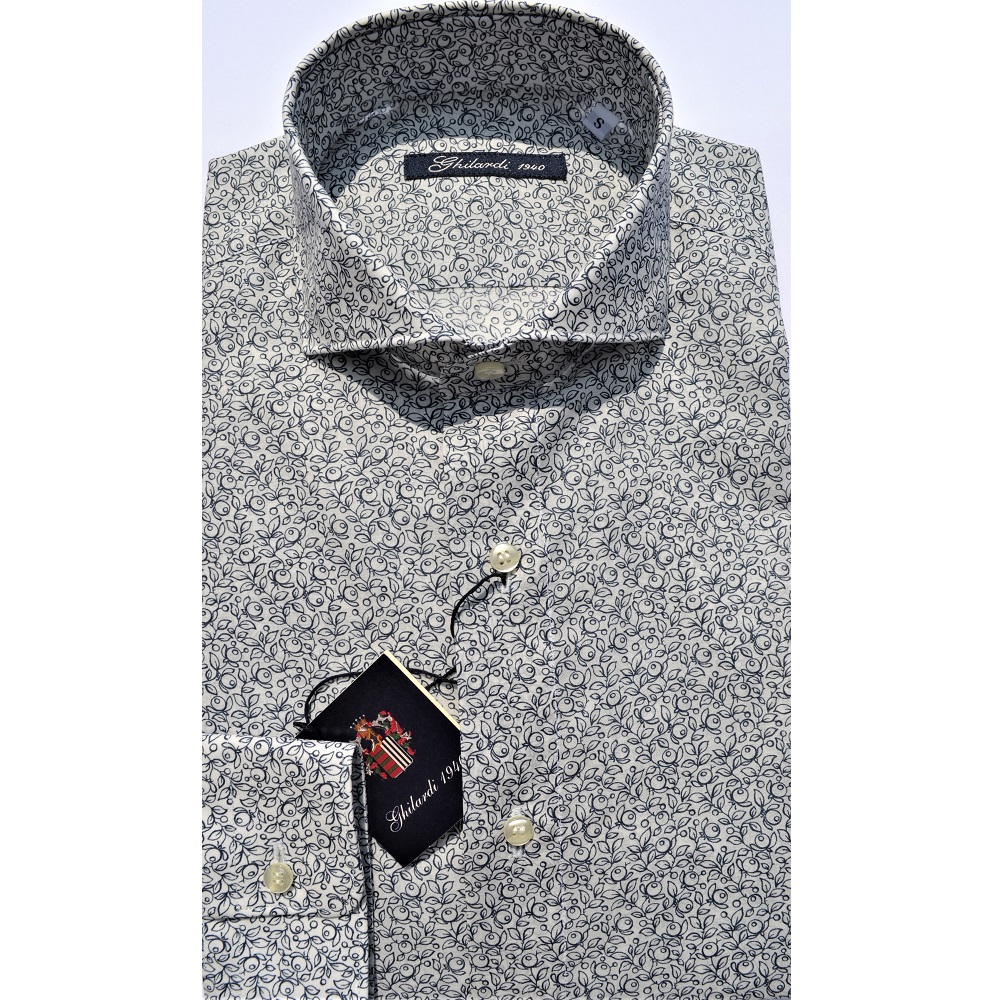 Camicia uomo in 100% cotone microstampa a motivo astratto - Ghilardi - Vendita e produzione di camicie da uomo dal 1940