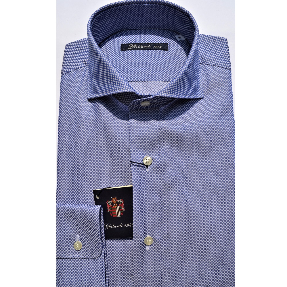 Camicia uomo in 100% cotone microstampa a motivo geometrico - Ghilardi - Vendita e produzione di camicie da uomo dal 1940