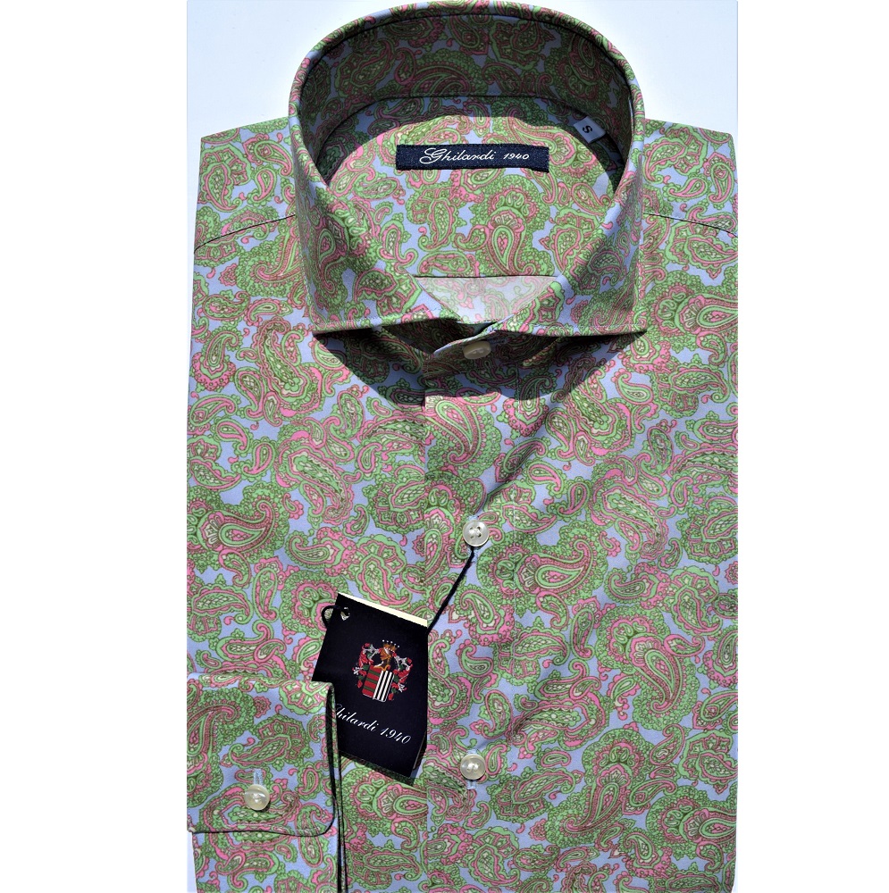 Camicia uomo stampata in 100% cotone a motivo paisley - Ghilardi - Vendita e produzione di camicie da uomo dal 1940