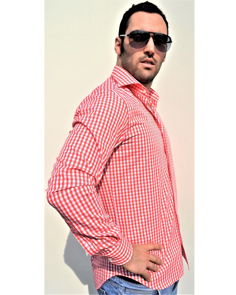 Camicia uomo in 100% cotone a quadri vichy rosso - Ghilardi - Vendita e produzione di camicie da uomo dal 1940