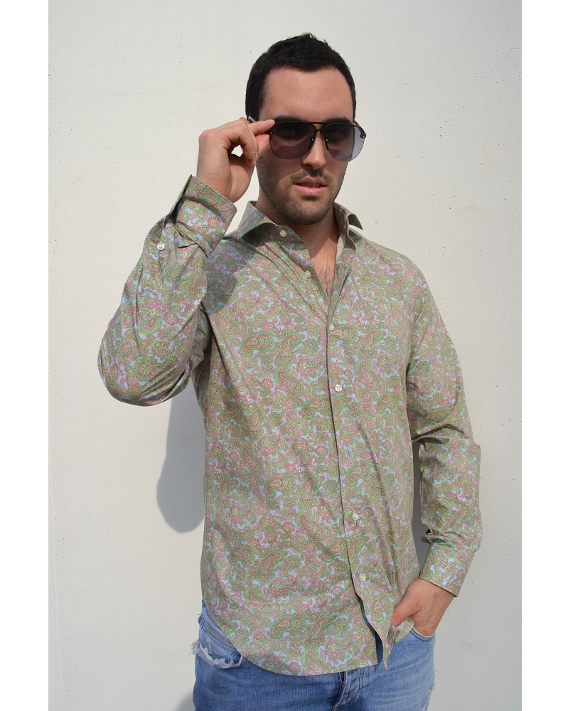 Camicia uomo stampata in 100% cotone a motivo paisley - Ghilardi - Vendita e produzione di camicie da uomo dal 1940