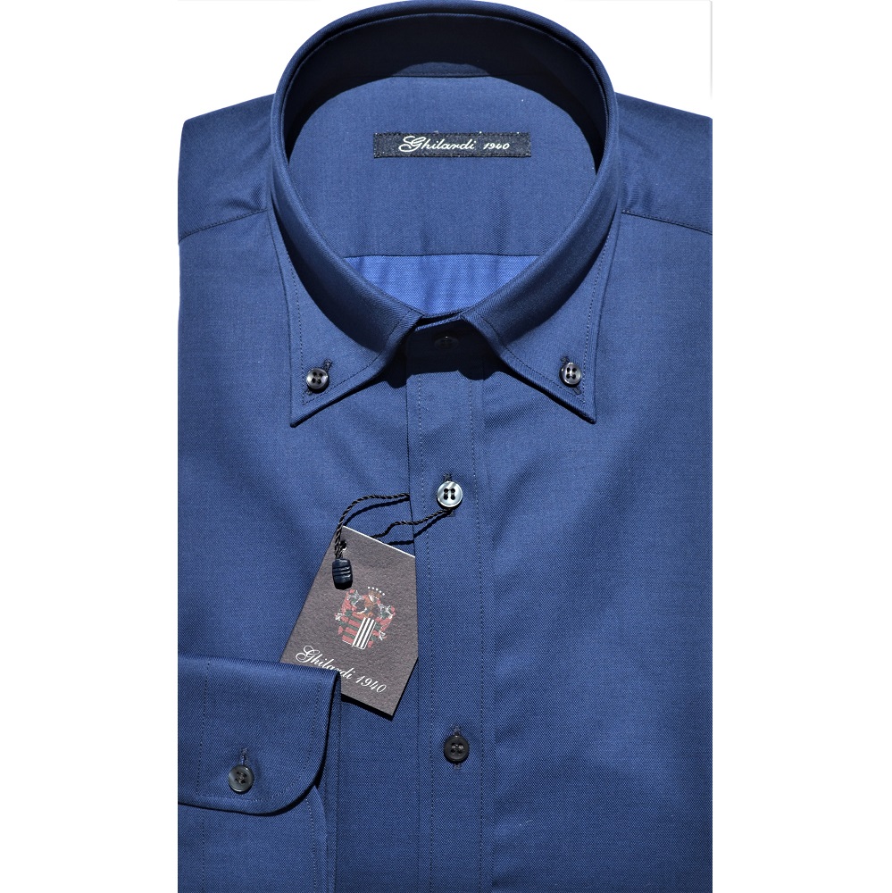 Camicia uomo in 100% cotone no stiro in twill blu - Ghilardi - Vendita e produzione di camicie da uomo dal 1940
