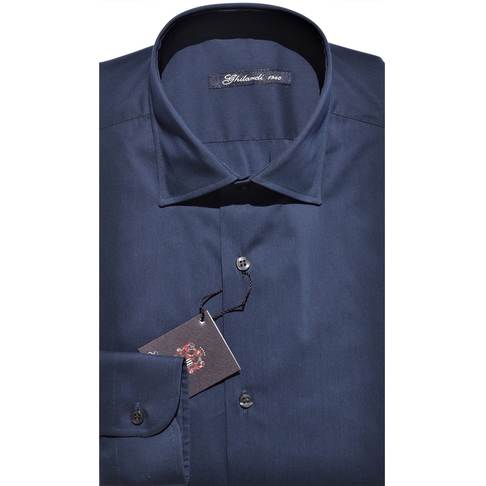 Camicia uomo super stretch tinta unita blu - Ghilardi - Vendita e produzione di camicie da uomo dal 1940