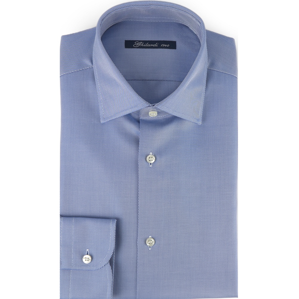 Camicia uomo in 100% cotone in twill blu - Ghilardi - Vendita e produzione di camicie da uomo dal 1940