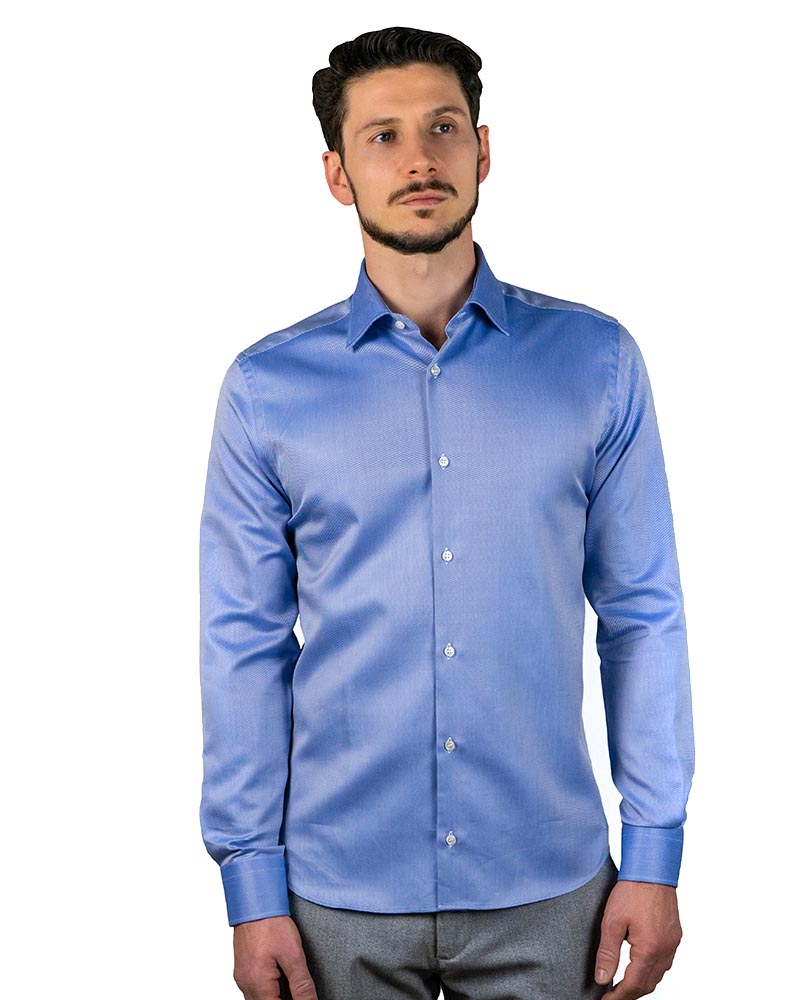 Camicia uomo in 100% cotone in twill blu - Ghilardi - Vendita e produzione di camicie da uomo dal 1940