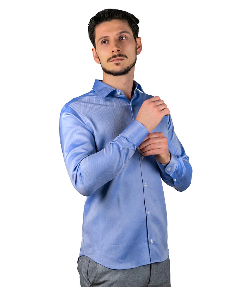 Camicia uomo in 100% cotone in twill blu - Ghilardi - Vendita e produzione di camicie da uomo dal 1940