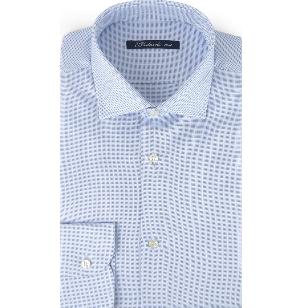 Camicia uomo in 100% cotone doppio ritorto armaturato azzurro - Ghilardi - Vendita e produzione di camicie da uomo dal 1940