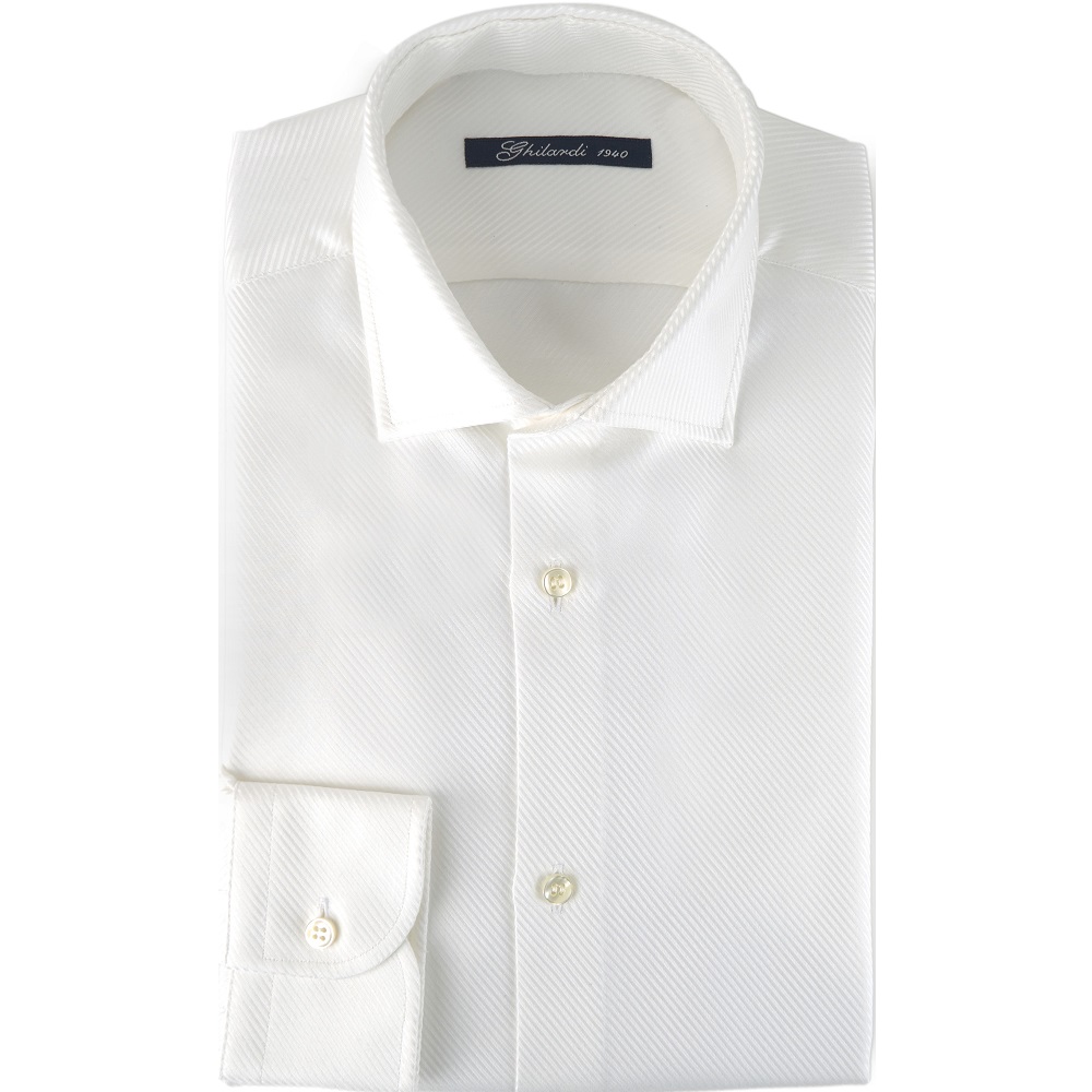 Camicia uomo in 100% cotone doppio ritorto twill bianco - Ghilardi - Vendita e produzione di camicie da uomo dal 1940