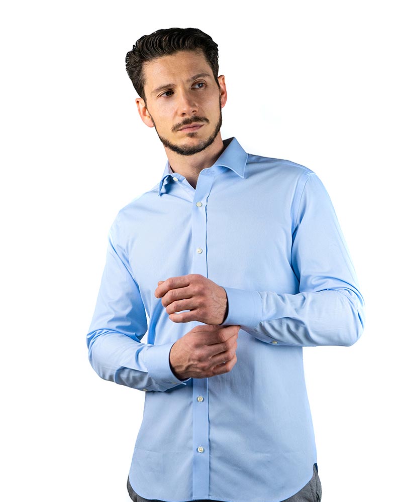 Camicia uomo in popeline di cotone 100%  cielo - Ghilardi - Vendita e produzione di camicie da uomo dal 1940