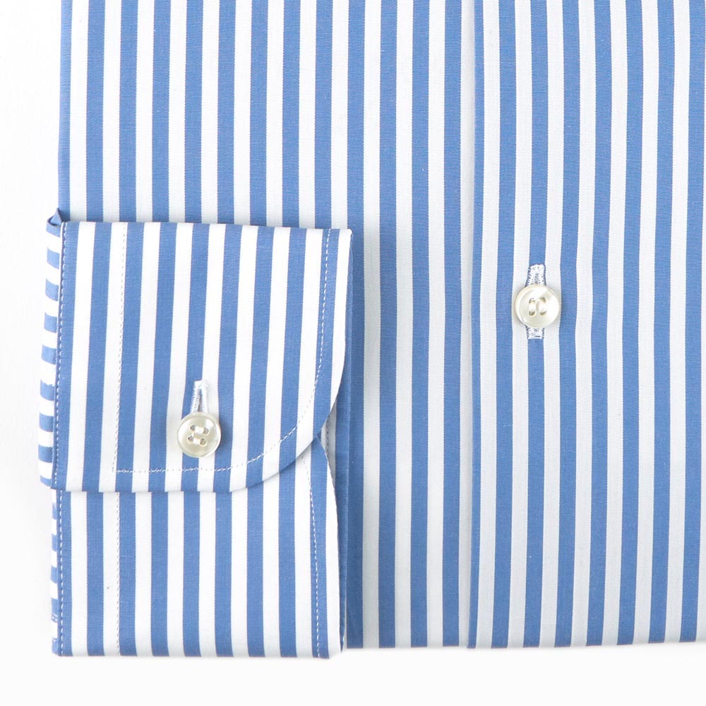 Camicia uomo in popeline finissimo di cotone 100% rigato bianco e blu - Ghilardi - Vendita e produzione di camicie da uomo dal 1940