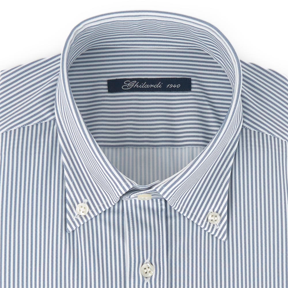Camicia uomo 4 way stretch rigato bianco e blu - Ghilardi - Vendita e produzione di camicie da uomo dal 1940