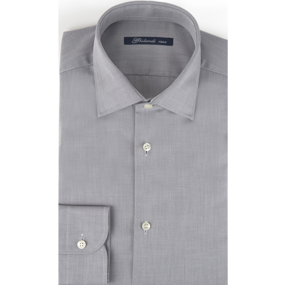 Camicia uomo in 100% cotone no stiro in twill grigio - Ghilardi - Vendita e produzione di camicie da uomo dal 1940