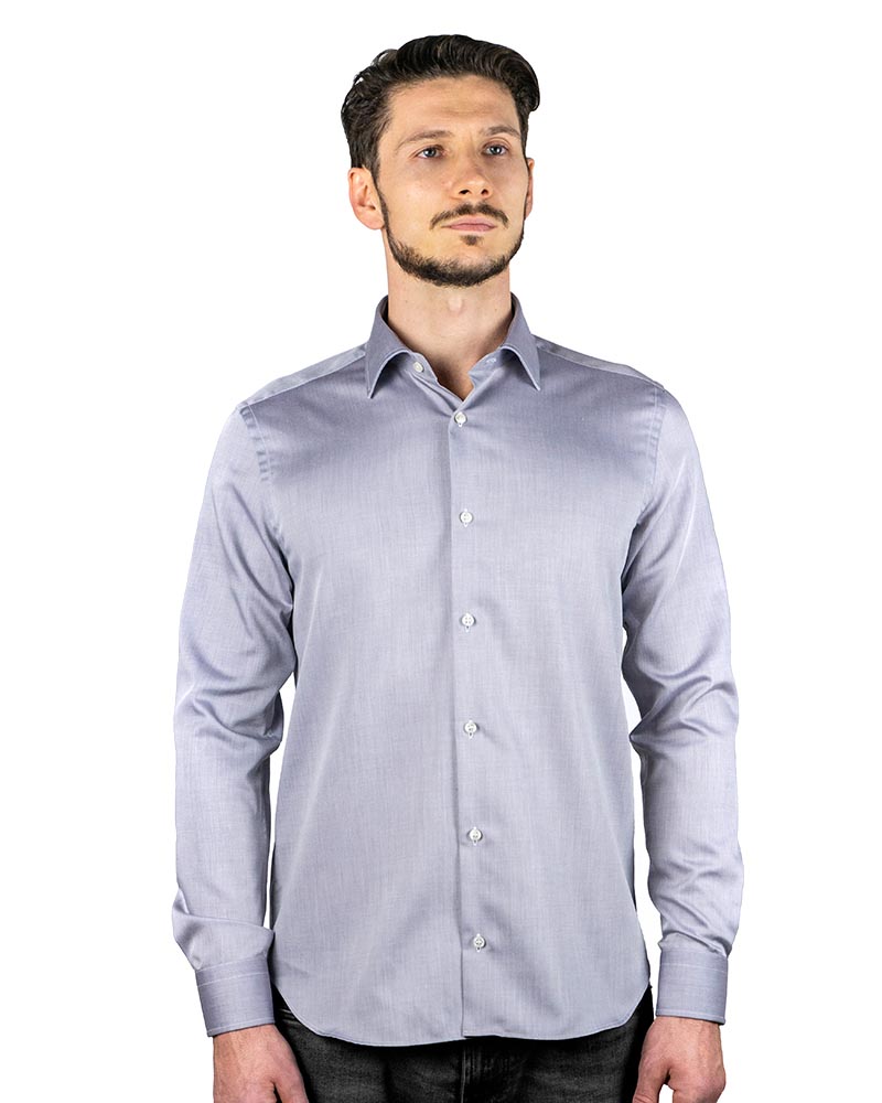 GT1120S10 - Men's shirt in 100% no-iron cotton in gray twill - Ghilardi - Sale and production of men's shirts since 1940