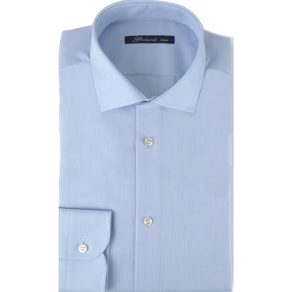 Camicia uomo in 100% cotone no stiro in twill cielo - Ghilardi - Vendita e produzione di camicie da uomo dal 1940
