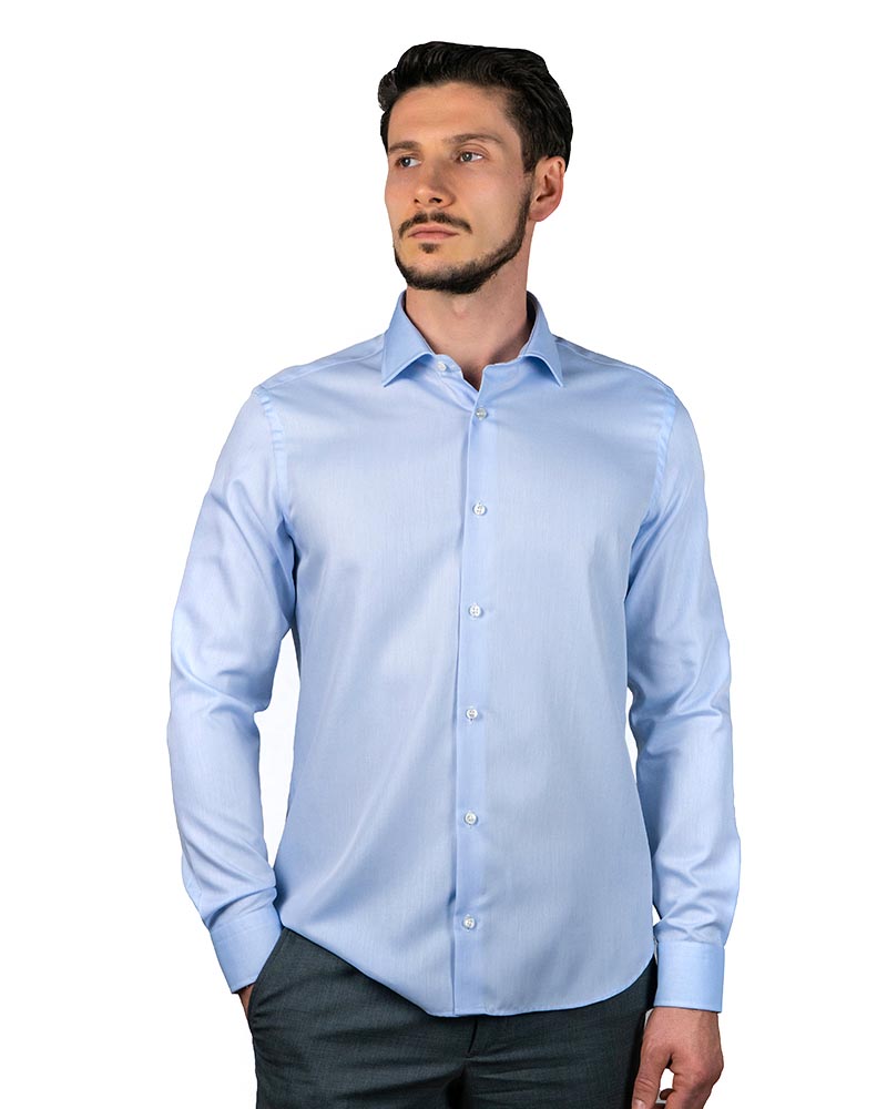 Camicia uomo in 100% cotone no stiro in twill cielo - Ghilardi - Vendita e produzione di camicie da uomo dal 1940