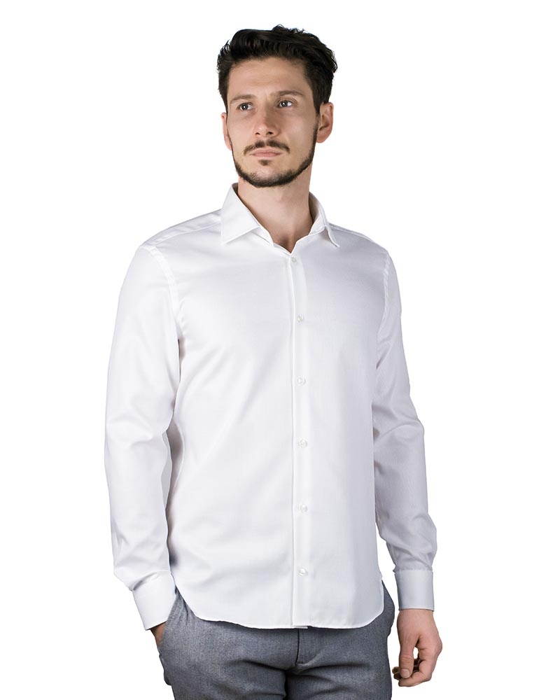 Camicia uomo in 100% cotone no stiro in twill bianco - Ghilardi - Vendita e produzione di camicie da uomo dal 1940