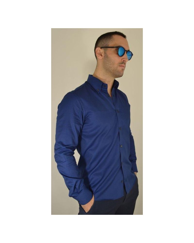 Camicia uomo in 100% cotone no stiro in twill blu - Ghilardi - Vendita e produzione di camicie da uomo dal 1940