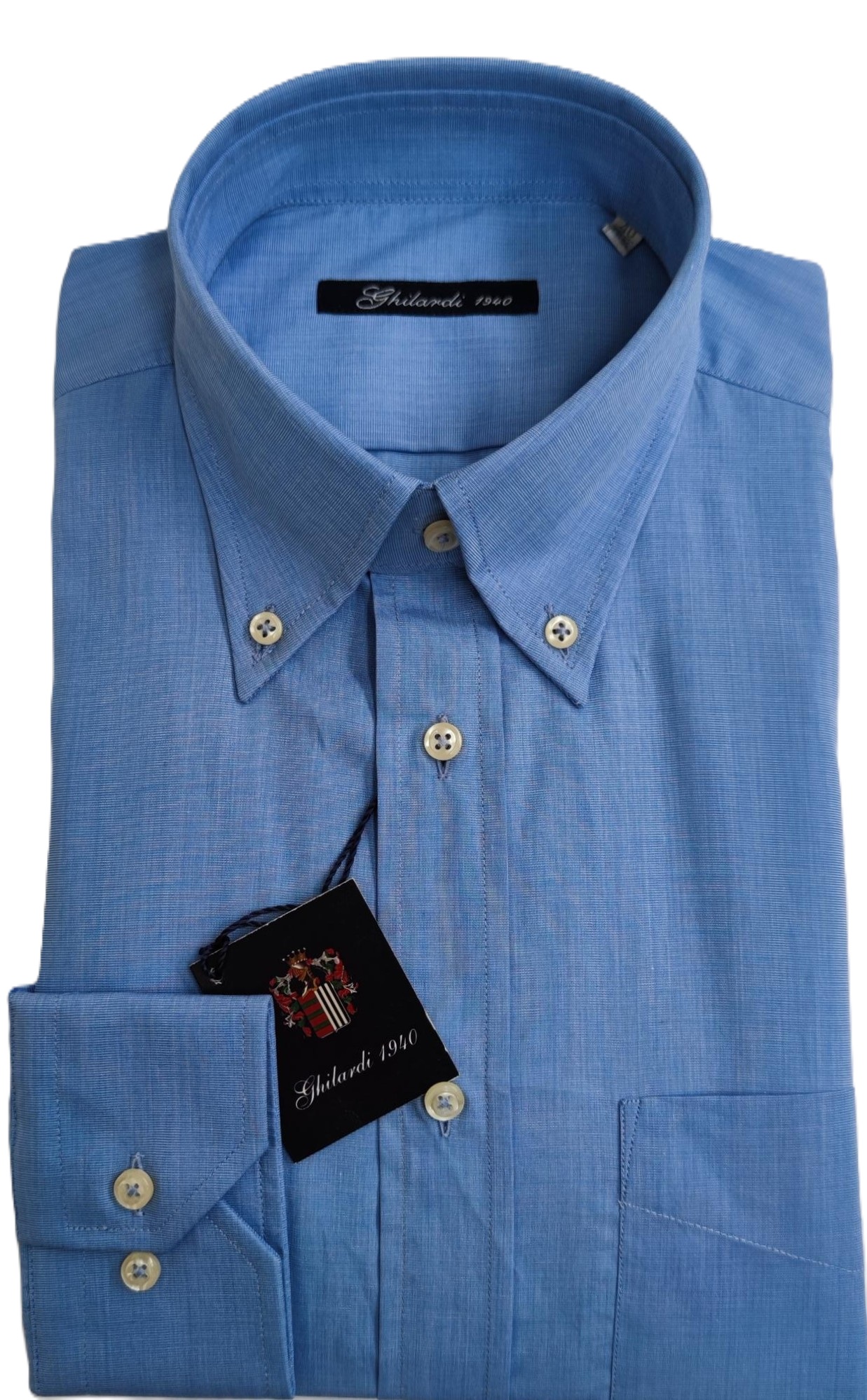 Camicia Uomo 100% cotone in Fil a Fil pervinca collo button down - Ghilardi - Vendita e produzione di camicie da uomo dal 1940