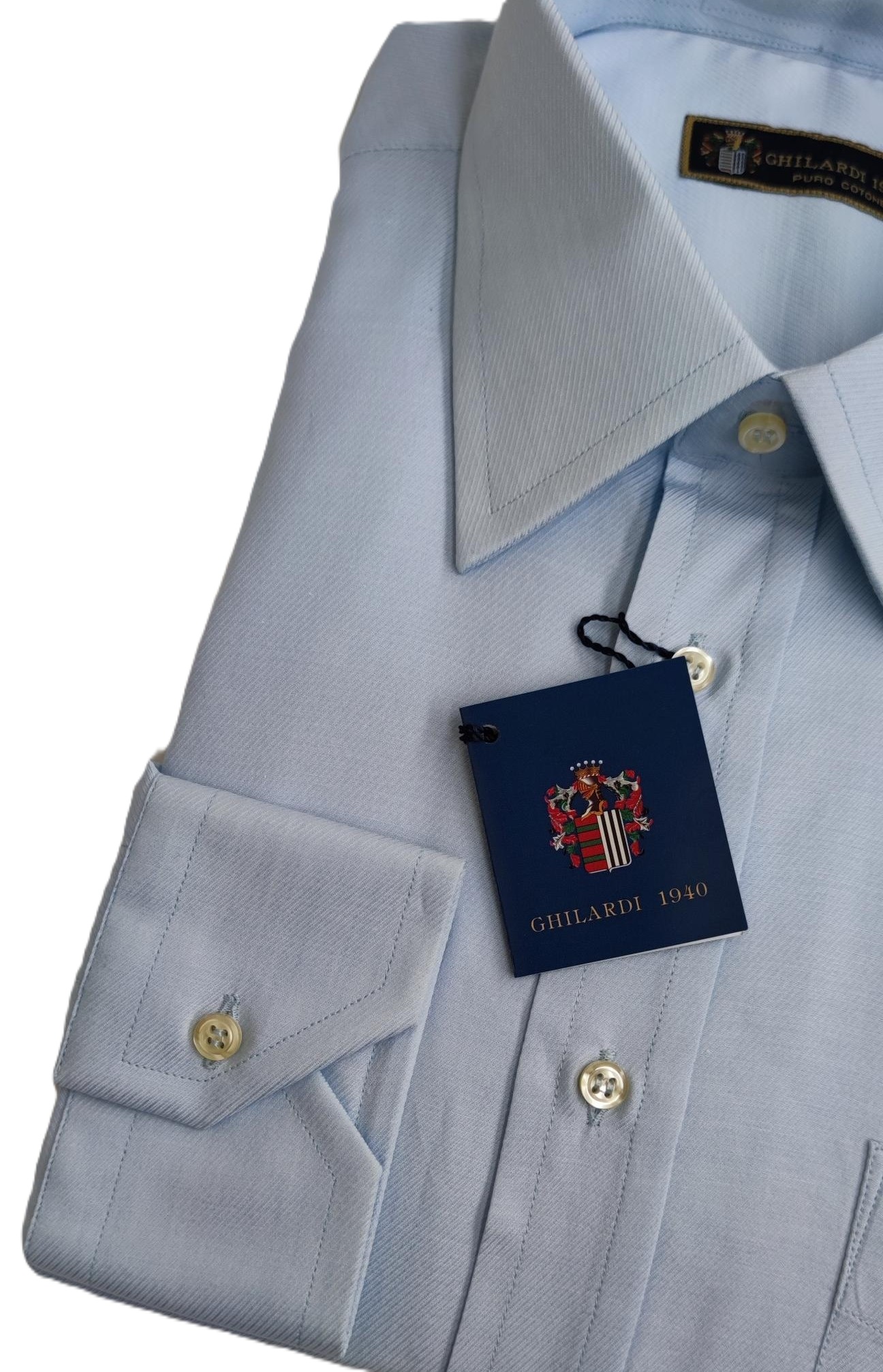 Camicia uomo 100% Cotone Twill Cielo - Ghilardi - Vendita e produzione di camicie da uomo dal 1940