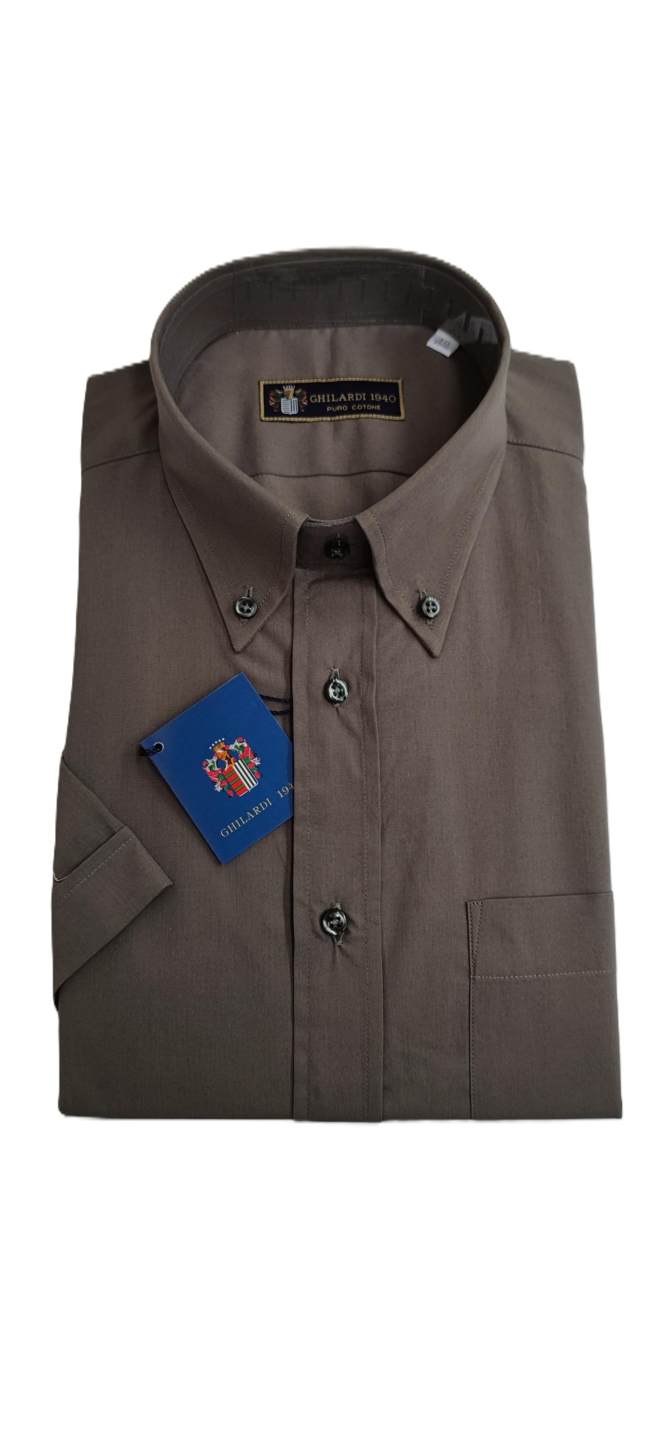 Camicia uomo a maniche corte in 100%  cotone verde - Ghilardi - Vendita e produzione di camicie da uomo dal 1940