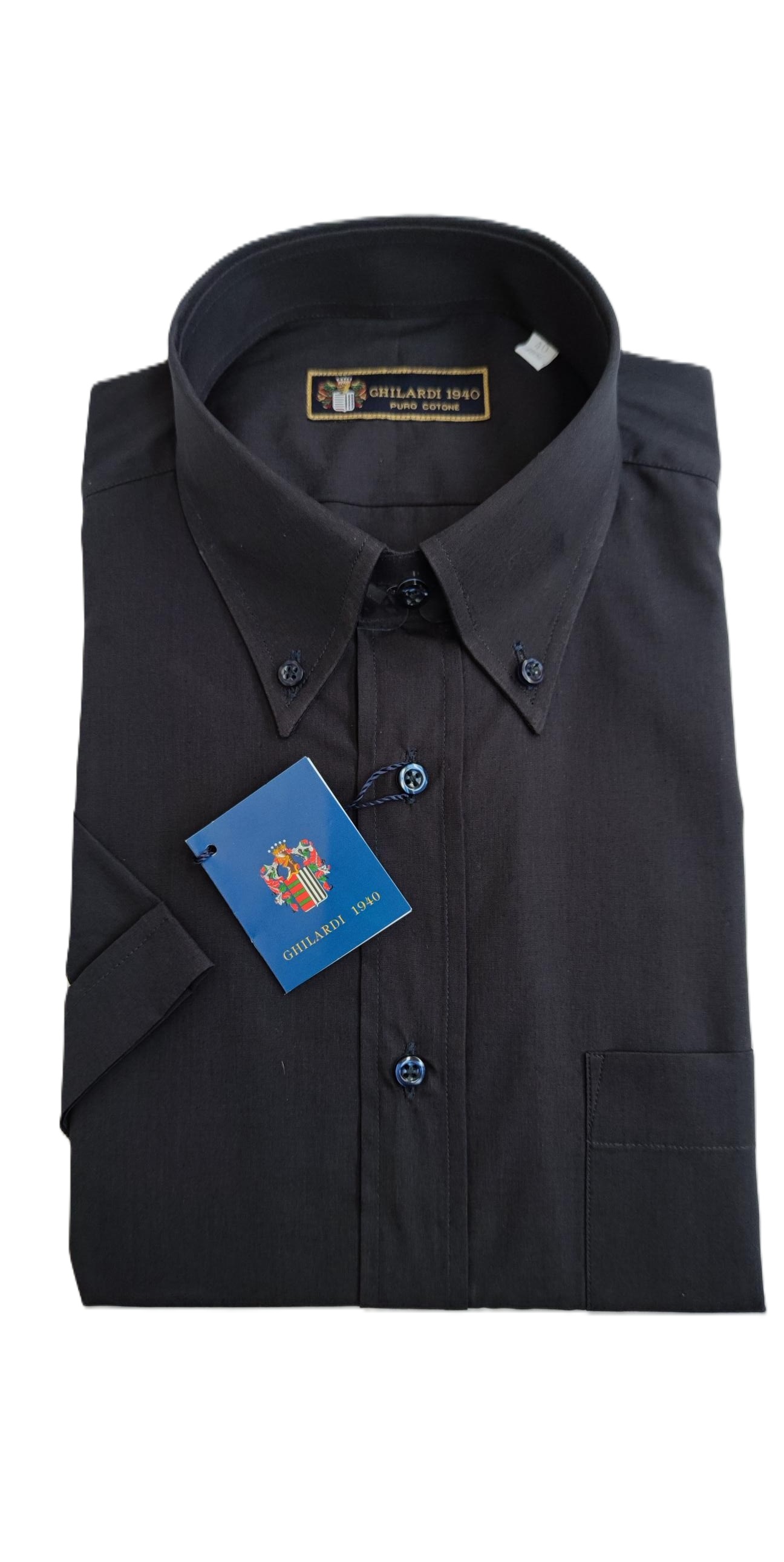 Camicia uomo a maniche corte in 100%  cotone blu - Ghilardi - Vendita e produzione di camicie da uomo dal 1940