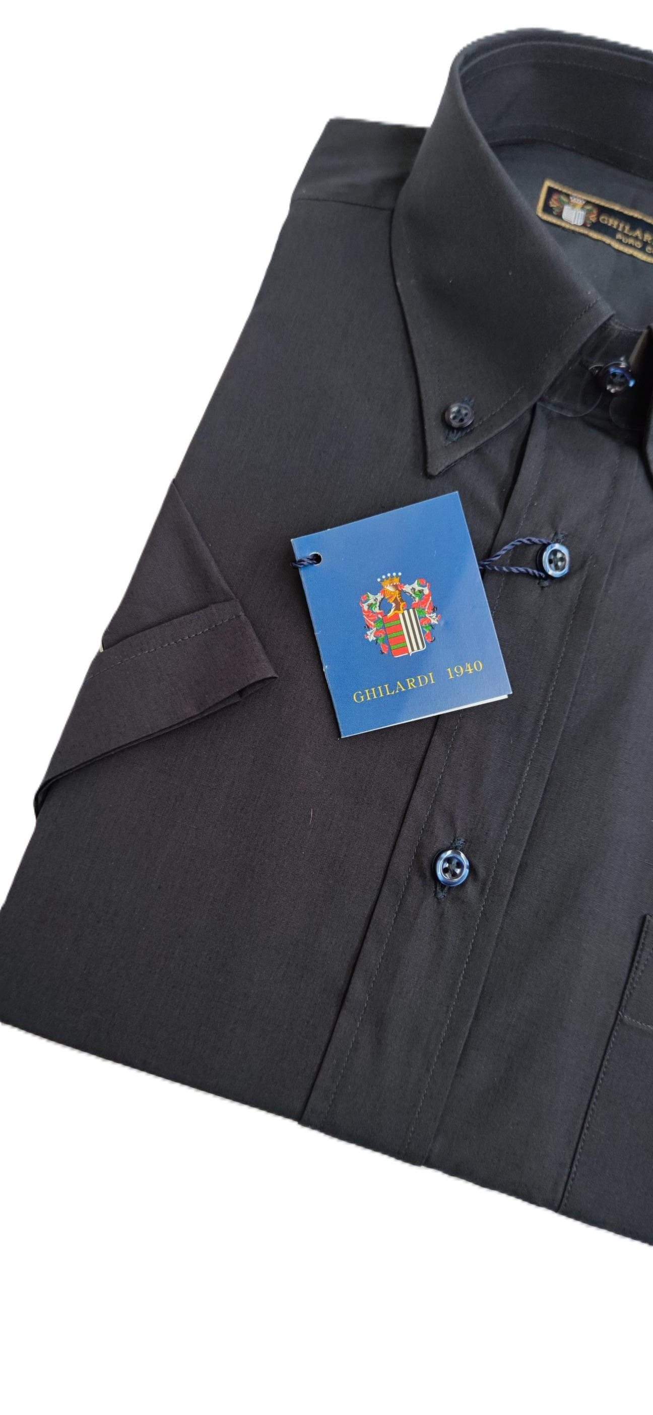 Camicia uomo a maniche corte in 100%  cotone blu - Ghilardi - Vendita e produzione di camicie da uomo dal 1940