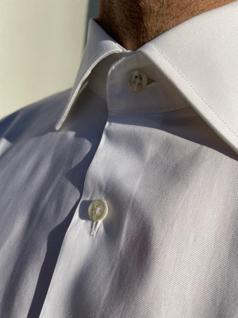 Camicia uomo in 100% cotone doppio ritorto in armatura Pin Point bianca - Ghilardi - Vendita e produzione di camicie da uomo dal 1940