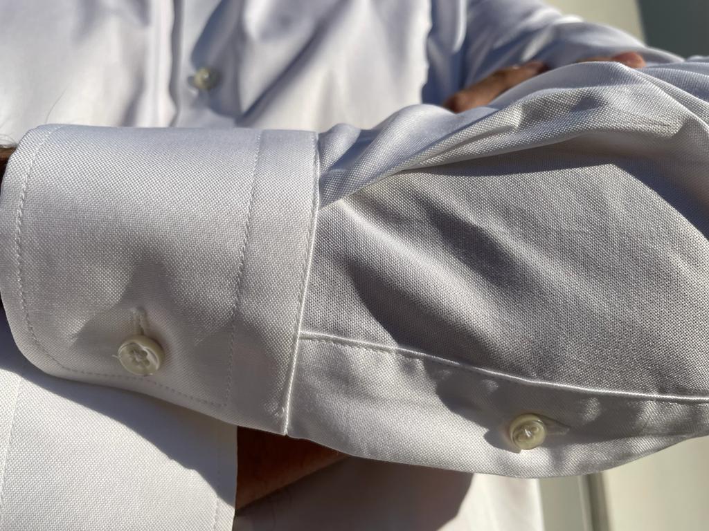 Camicia uomo in 100% cotone doppio ritorto in armatura Pin Point bianca - Ghilardi - Vendita e produzione di camicie da uomo dal 1940