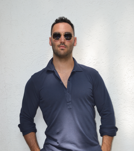 GM0625153 - Men's polo shirt in 100% blue Pique cotton - Ghilardi - Sale and production of men's shirts since 1940