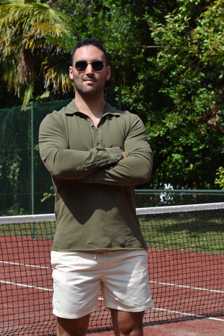 GM0625155 - Men's polo shirt in 100% green Pique cotton - Ghilardi - Sale and production of men's shirts since 1940