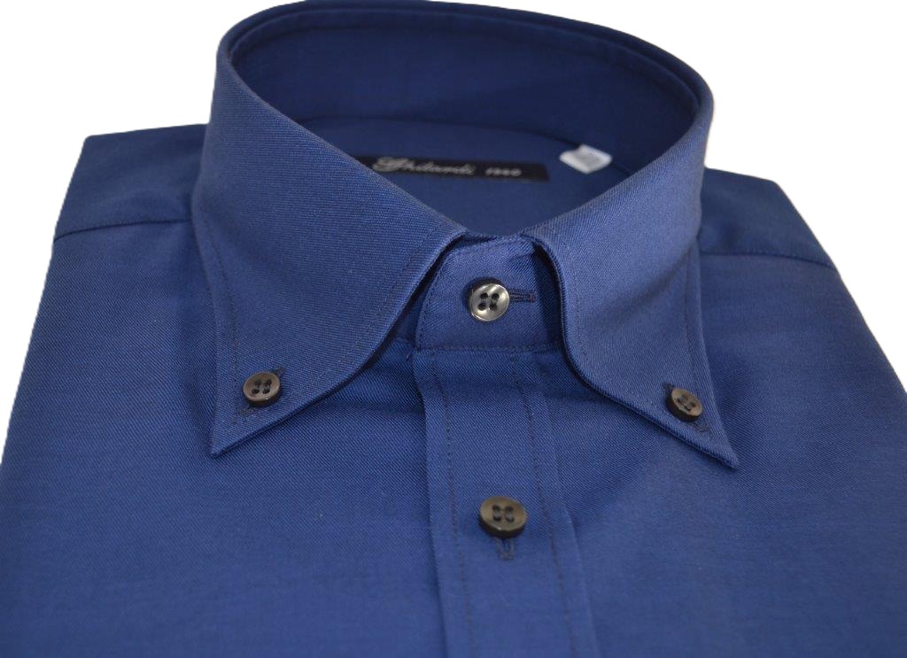 GT1120S12 - Men's shirt in 100% no-iron cotton in blue twill - Ghilardi - Sale and production of men's shirts since 1940