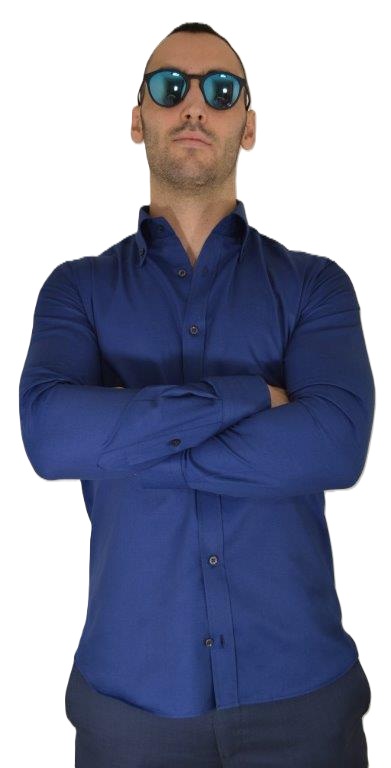 GT1120S12 - Men's shirt in 100% no-iron cotton in blue twill - Ghilardi - Sale and production of men's shirts since 1940