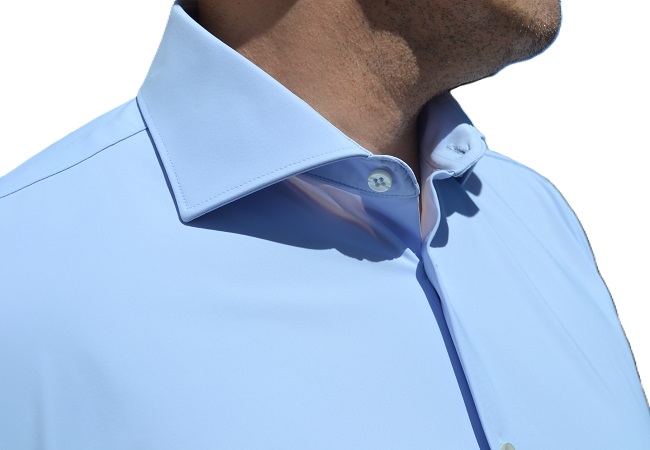 GS0424140 - 4-way stretch solid light blue man shirt - Ghilardi - Sale and production of men's shirts since 1940
