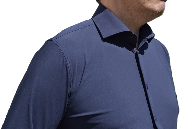 GS0424142 - Camicia uomo 4 way stretch unito blu - Ghilardi - Vendita e produzione di camicie da uomo dal 1940