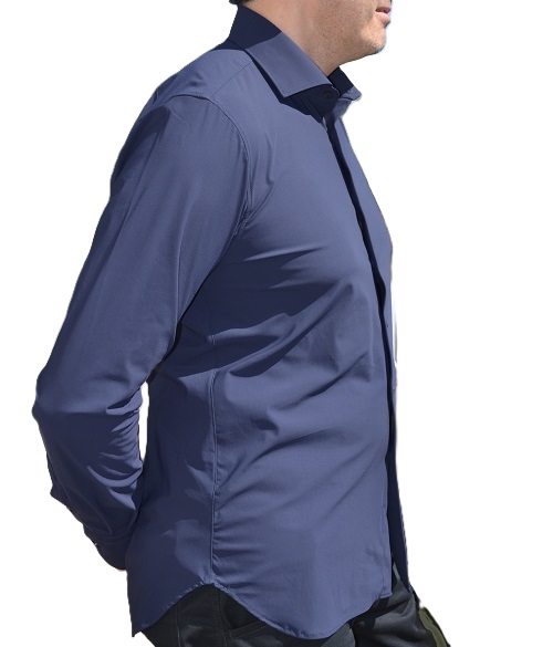 GS0424142 - Camicia uomo 4 way stretch unito blu - Ghilardi - Vendita e produzione di camicie da uomo dal 1940