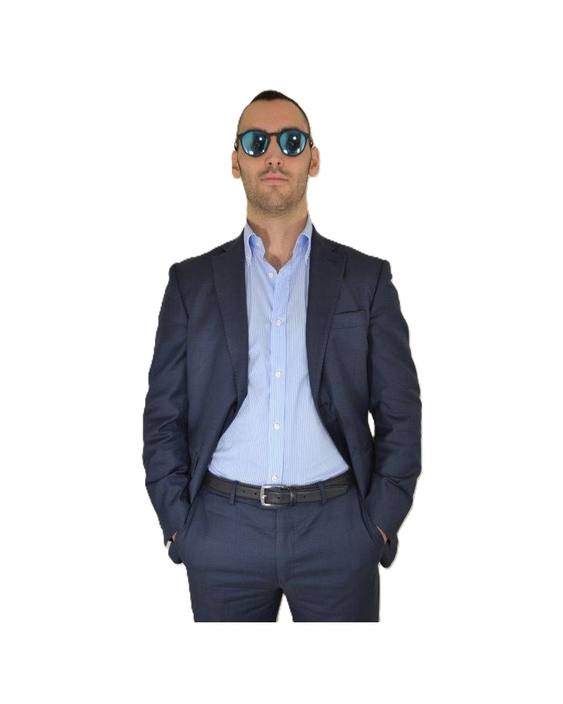 GS1120S3 - Camicia uomo super stretch rigato bianco e azzurro - Ghilardi - Vendita e produzione di camicie da uomo dal 1940