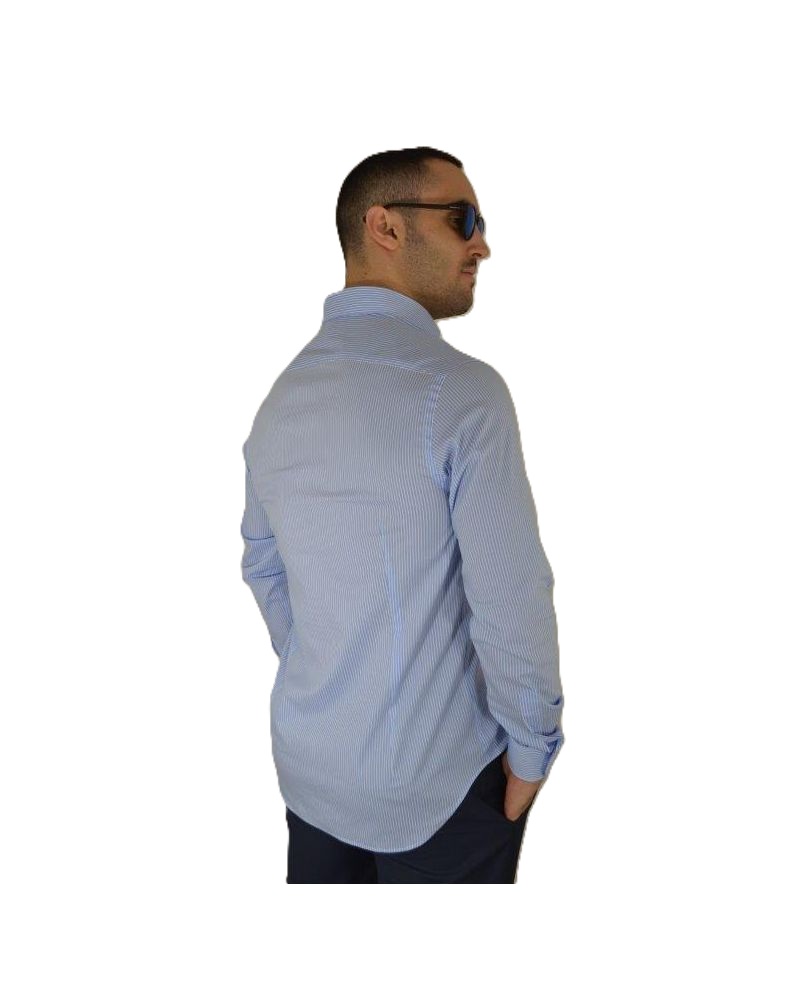 GS1120S3 - Camicia uomo super stretch rigato bianco e azzurro - Ghilardi - Vendita e produzione di camicie da uomo dal 1940