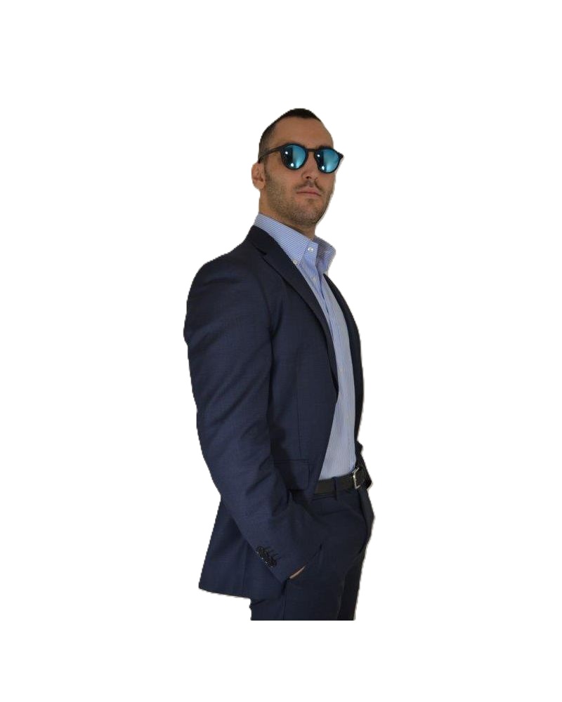 GS1120S3 - Camicia uomo super stretch rigato bianco e azzurro - Ghilardi - Vendita e produzione di camicie da uomo dal 1940