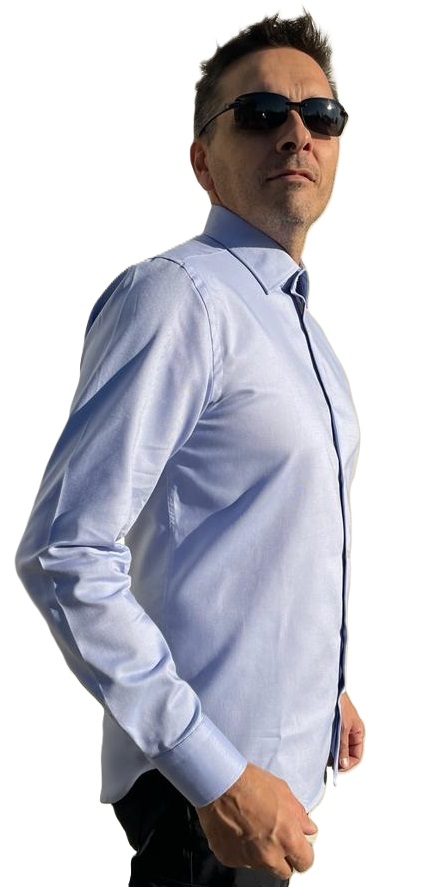 GC1123139 - Camicia uomo in 100% cotone in Oxford azzurro - Ghilardi - Vendita e produzione di camicie da uomo dal 1940