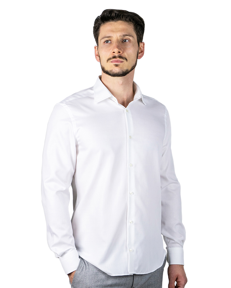 GT0525143 - Men's shirt no-iron stretch cotton Oxford white - Ghilardi - Sale and production of men's shirts since 1940