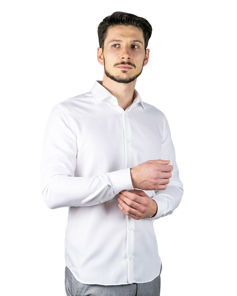 GT0525143 - Men's shirt no-iron stretch cotton Oxford white - Ghilardi - Sale and production of men's shirts since 1940