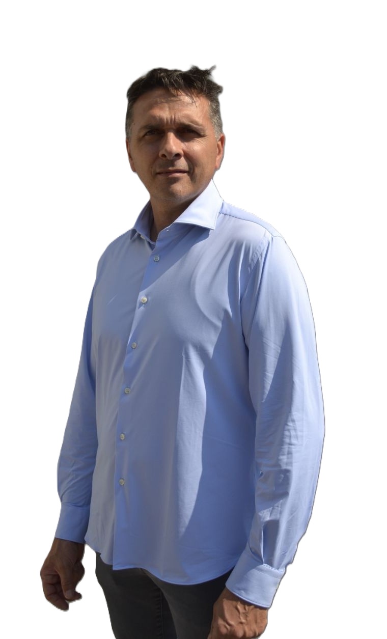 Men's shirt in 100% no-iron oxford sky blue cotton - Ghilardi - Sale and production of men's shirts since 1940