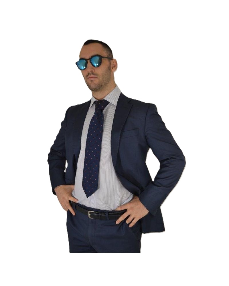 Camicia uomo in 100% cotone di alta qualità riga sottile blu - Ghilardi - Vendita e produzione di camicie da uomo dal 1940