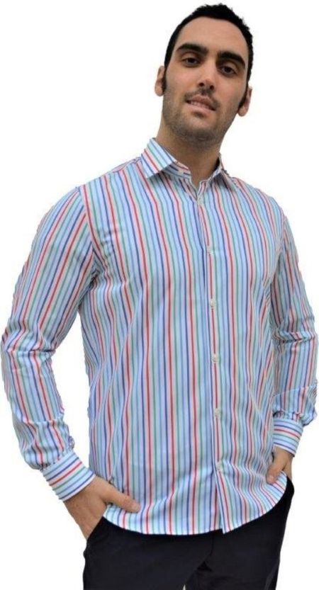 GM022128 - Camicia uomo in 100% cotone di alta qualità a righe - Ghilardi - Vendita e produzione di camicie da uomo dal 1940