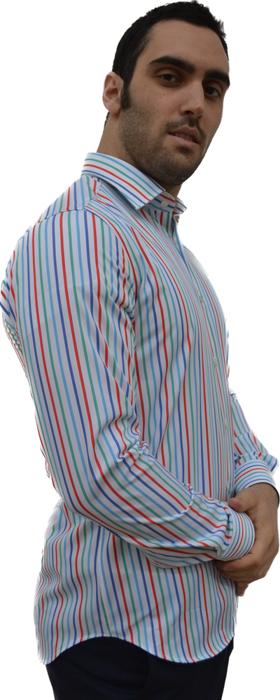 GM022128 - Camicia uomo in 100% cotone di alta qualità a righe - Ghilardi - Vendita e produzione di camicie da uomo dal 1940